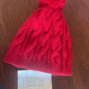 The Beaufort Bonnet Company Red Cable Knit Pom-Pom Hat